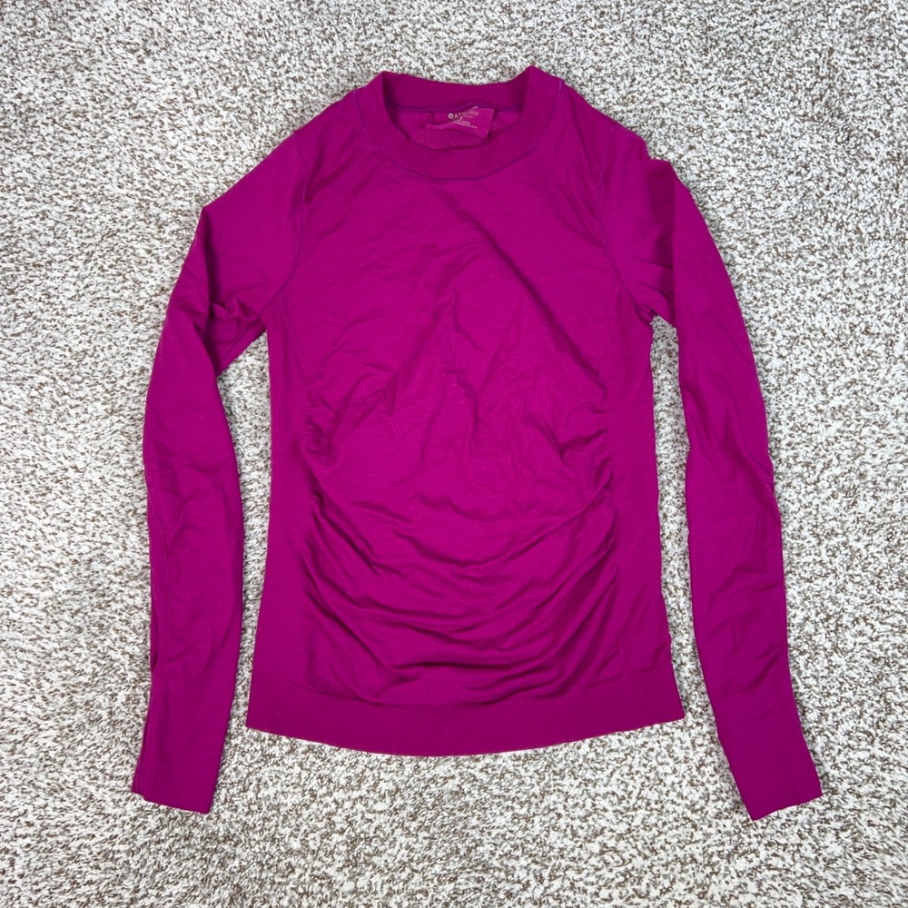 Athleta Shirt Womens Small Pink Wool Blend Seamless Foresthill Workout Top Gym